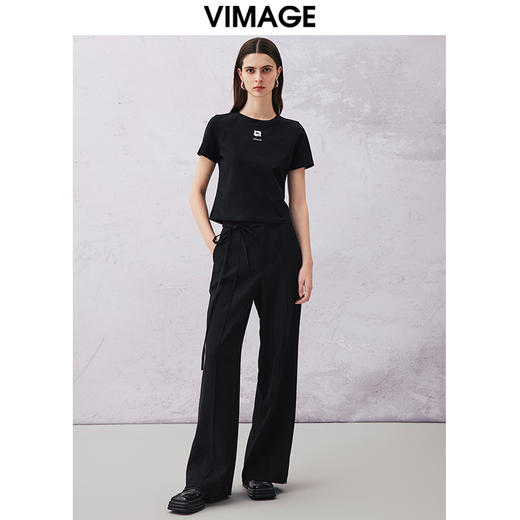 VIMAGE纬漫纪夏季新款时尚百搭打底舒适圆领印花T恤V2102716 商品图1