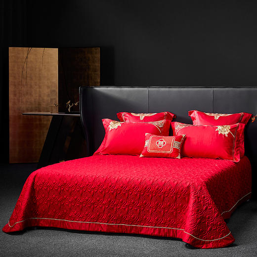 自然醒160支长绒棉提花尊享系列婚庆多件套中式传统婚庆全棉床单四件套龙凤床盖被套床上用品GDS 商品图12