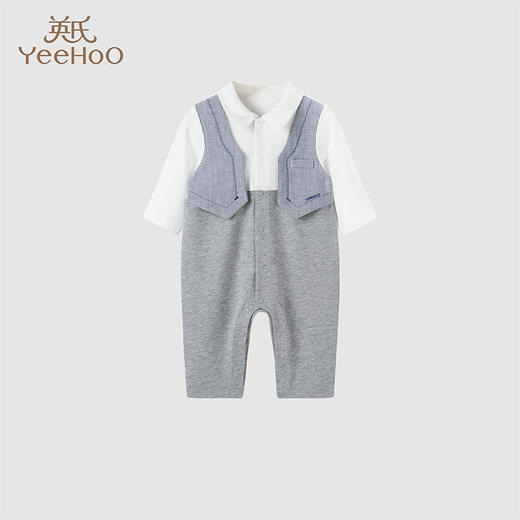 英氏男宝宝连体衣春秋款爬服春季2024婴儿衣服外出服YRHAJ1Q173A 商品图0