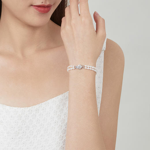 【秒杀】周六福S925淡水珍珠手链优雅双层复古法式小米珠时尚女新年礼物 商品图3