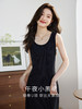 【五折购】熙世界无袖U领复古黑色针织背心裙2025秋季新款打底吊带连衣裙 商品缩略图2