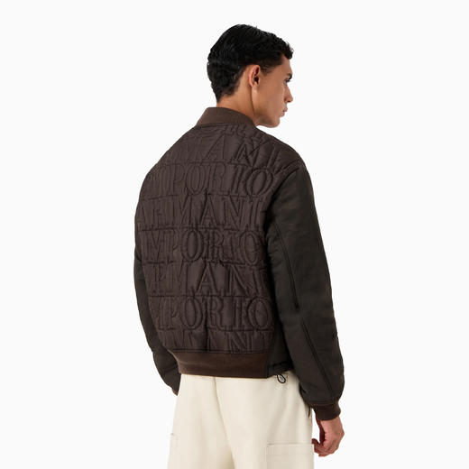 EMPORIO ARMANI 阿玛尼 男士带绗缝徽标字样防水尼龙外套棉服 深棕色 6R1B76 1NIJZ 05A6 商品图2