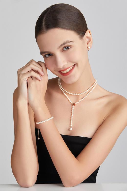 南红小团圆 经典珍珠项链3号（长链、短链） 商品图2