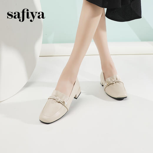 Safiya/索菲娅2024春季法式温柔风方头褶皱真皮浅口通勤单鞋 SF41112066 商品图10