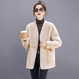 皮毛一体环保皮草外套女2023冬季新款小个子仿水貂绒加厚毛毛上衣