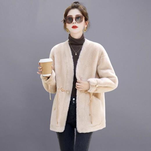 皮毛一体环保皮草外套女2023冬季新款小个子仿水貂绒加厚毛毛上衣 商品图0