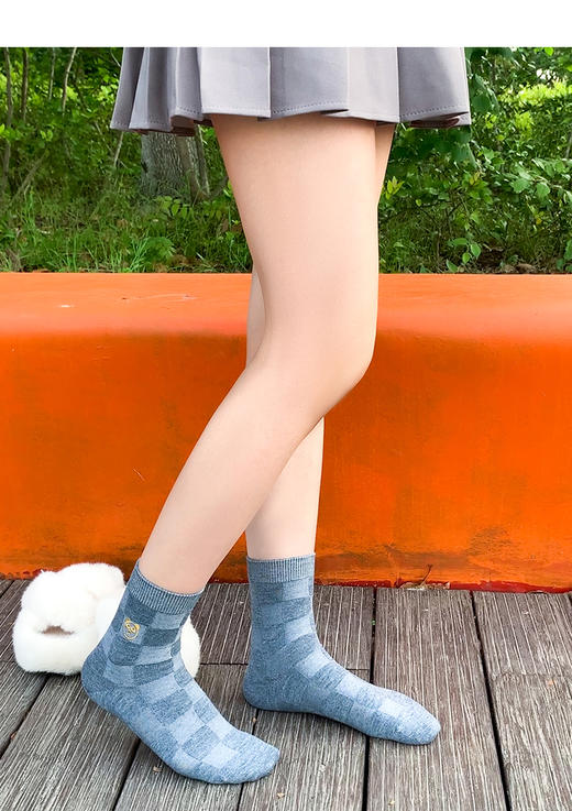 足装秀女新款秋冬丝光羊毛保暖柔软双针暗纹纯色中邦百搭春季女袜 商品图12