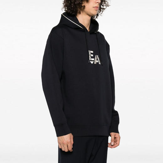 EMPORIO ARMANI 阿玛尼 男士棉质徽标刺绣连帽卫衣 深蓝色 6R1ME5 1JHSZ 09Q6 商品图1