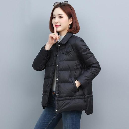 轻薄黑色羽绒服女短款2023今年冬季新款女装时尚小个子白鸭绒外套 商品图1