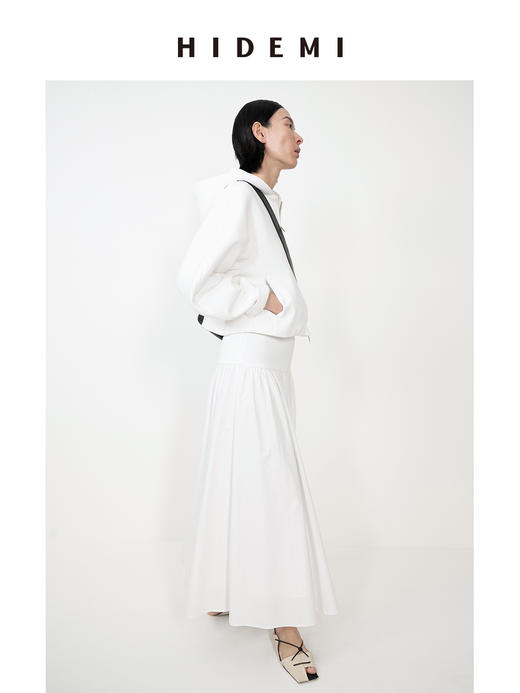 HIDEMI 休闲廓形空气感拉链开衫连帽短夹克/百褶半身裙 商品图4