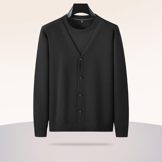 【绵羊毛】【假两件】【新款DDA】大依优型大码假两件长袖T恤圆领加肥加大肥佬休闲商务宽松透气上衣打底 商品图2