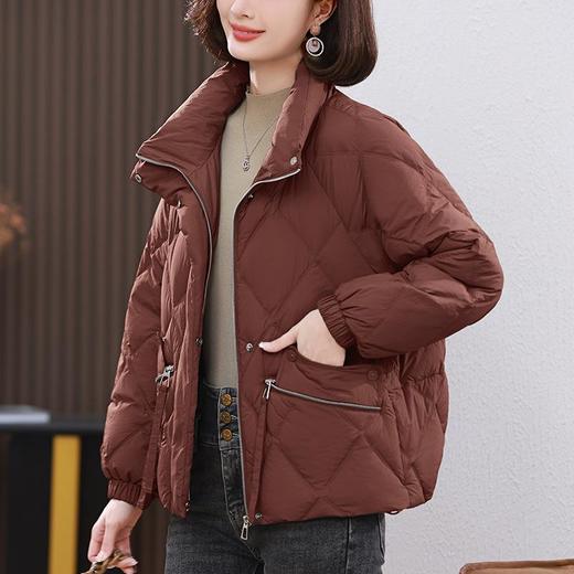 羽绒服女短款2023新款中年妈妈休闲宽松面包服轻薄白鸭绒保暖外套 商品图2