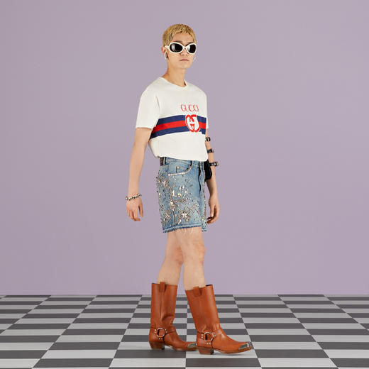 【一】GUCCI 古驰 男士互扣式双G棉质圆领短袖T恤 白色 548334 XJET1 9095 商品图3