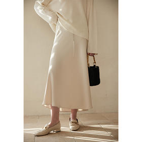 HeyDress缎面半身裙女春季高腰垂感a字群斜裁高级感显瘦气质半裙