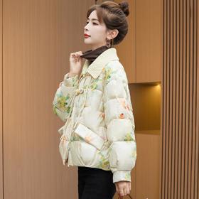 短版羽绒衣女冬2023新款时尚显瘦气质小个子中式国风印花外套