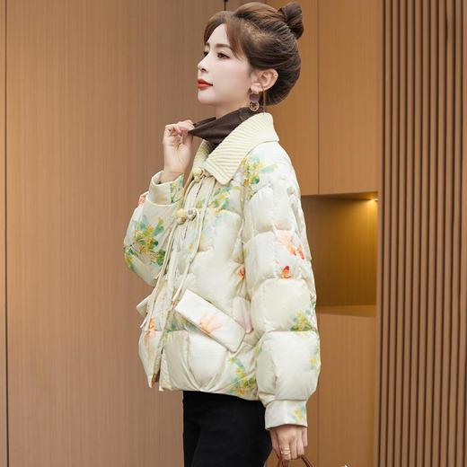 短版羽绒衣女冬2023新款时尚显瘦气质小个子中式国风印花外套 商品图0