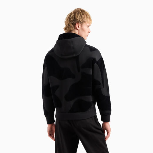 EMPORIO ARMANI 阿玛尼 男士超大号莫代尔拉链连帽运动外套 黑色 6R1MF9 1JUWZ 0999 商品图2