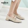 Safiya/索菲娅2024春季法式温柔风方头褶皱真皮浅口通勤单鞋 SF41112066 商品缩略图9