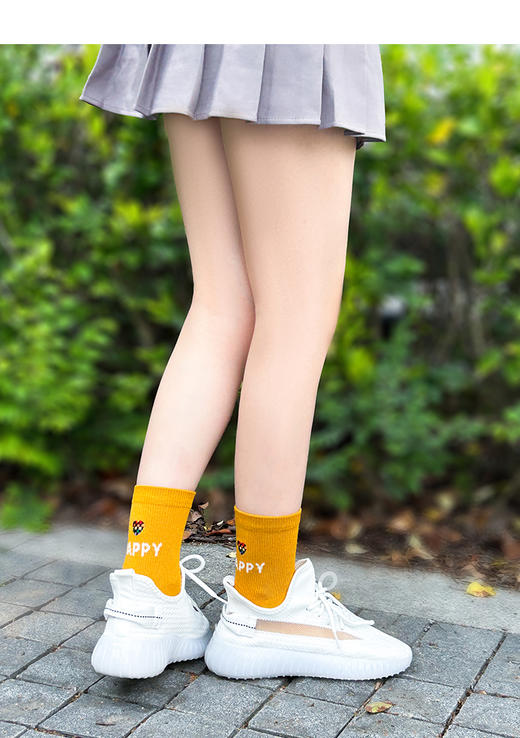 足装秀女秋冬新中筒袜吸湿发热保暖小熊提花爱心刺绣早春中邦女袜 商品图11