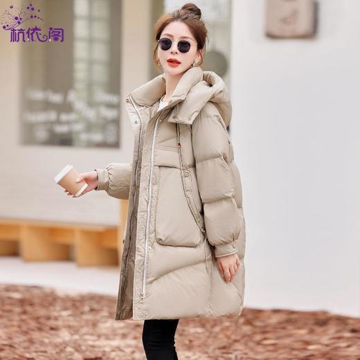 90白鸭绒羽绒服女冬季中长版2023新款小个子香风时尚加厚连帽外套 商品图1