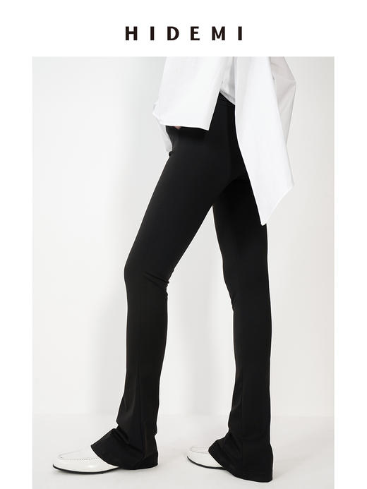 HIDEMI 【娜扎同款】黑色显瘦修身弹力马蹄弧形喇叭神裤长裤 商品图5