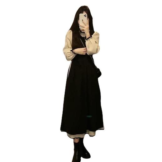 春秋季【法式温柔气质 黑色长袖连衣裙子】细腻拼接，温柔显瘦长裙女 商品图4