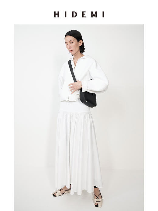 HIDEMI 休闲廓形空气感拉链开衫连帽短夹克/百褶半身裙 商品图1