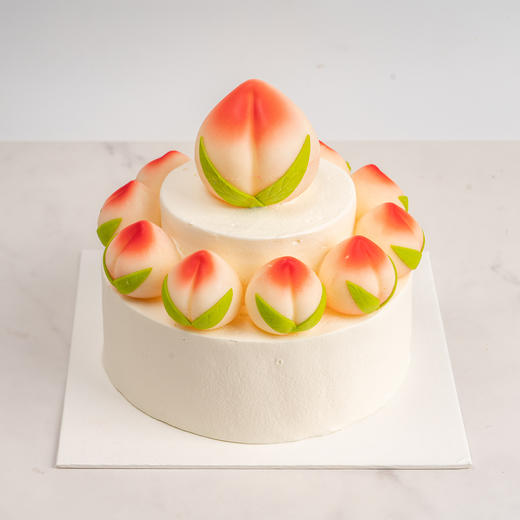预定款｜蟠桃上寿蛋糕双层双层6寸+4寸（纯动物奶油新鲜水果夹心 提前3天预定） 商品图1