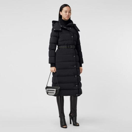 BURBERRY 巴宝莉 女士可拆式连帽束带羽绒服 黑色 8018556 A1189 商品图1