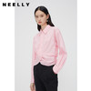 NEELLY纳俪商场同款春季粉色设计感弧形捏褶下摆高腰短款翻领衬衫N24023B01107 商品缩略图0