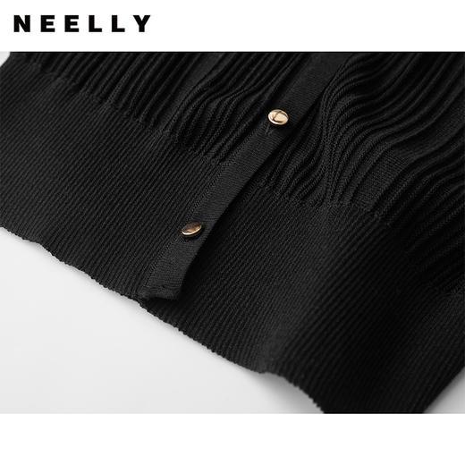 NEELLY纳俪商场同款春V领长袖针织开衫女简约时尚高级感外套上衣N24023A01100 商品图2