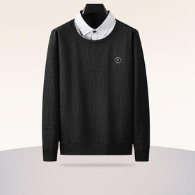 【假两件】【新款DDA】大依优型大码假两件长袖T恤衬衫领加肥加大肥佬休闲商务宽松透气上衣打底