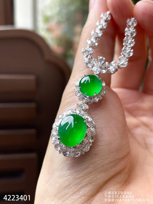 老坑玻璃种艳绿蛋面吊坠戒指两用款【4223401】具体价格微信咨询 商品图5
