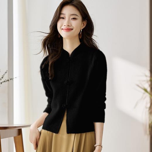 丁摩 100纯羊毛复古盘扣立领短款开衫外套91020 商品图7