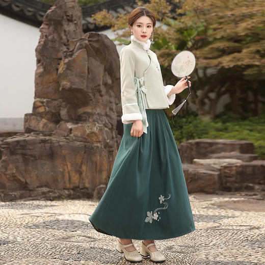 新中式汉服日常中国风马面裙夹棉加厚套装改良旗袍MLS107 商品图0