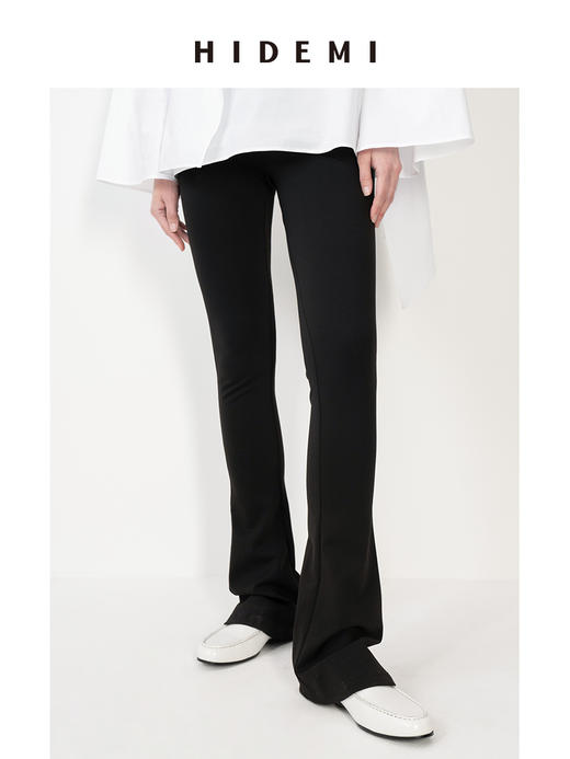 HIDEMI 【娜扎同款】黑色显瘦修身弹力马蹄弧形喇叭神裤长裤 商品图1