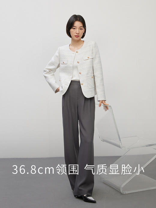 【年货节】熙世界法式气质小香风外套2025秋装新款高级感通勤短款圆领上衣 商品图2