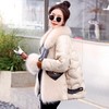 版型好看的羽绒服女款2023今年新款时尚短款牛仔拼接皮草外套冬季 商品缩略图0