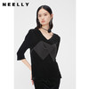 NEELLY纳俪商场同款丝绒套装裙春蕾丝拼接开叉半身裙女七分袖上衣N24023Z01124 商品缩略图1
