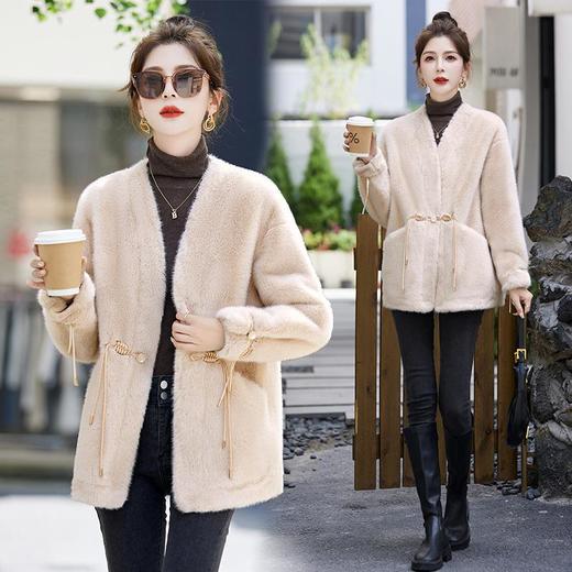 皮毛一体环保皮草外套女2023冬季新款小个子仿水貂绒加厚毛毛上衣 商品图2