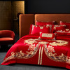 自然醒160支长绒棉提花尊享系列婚庆多件套中式传统婚庆全棉床单四件套龙凤床盖被套床上用品GDS 商品缩略图1