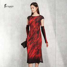 TANGY Collection天意精品2024春季新品原创桑蚕丝真丝修身中长款连衣裙 L241817