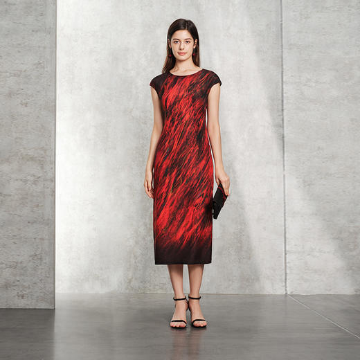 TANGY Collection天意精品2024春季新品原创桑蚕丝真丝修身中长款连衣裙 L241817 商品图1