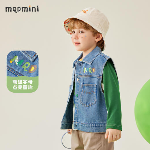 【110-140】【MQDMINI】男童春秋牛仔马甲无袖外套 商品图6