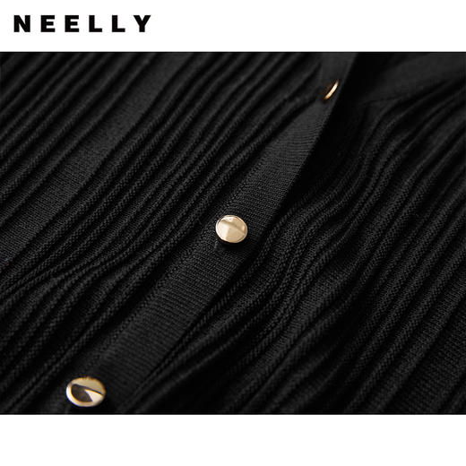 NEELLY纳俪商场同款春V领长袖针织开衫女简约时尚高级感外套上衣N24023A01100 商品图3