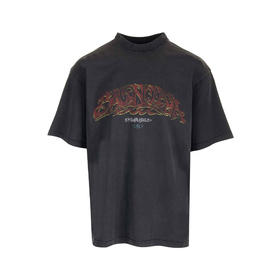 BALENCIAGA 巴黎世家 男士棉质徽标印花圆领短袖T恤 黑色 764235 TPVM8 1568