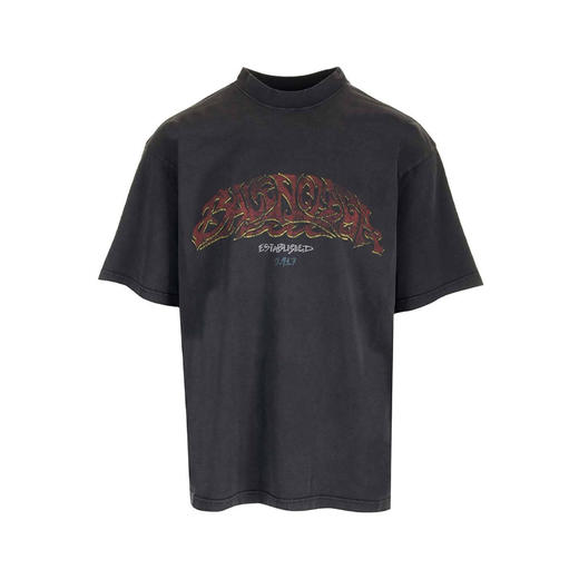 BALENCIAGA 巴黎世家 男士棉质徽标印花圆领短袖T恤 黑色 764235 TPVM8 1568 商品图0