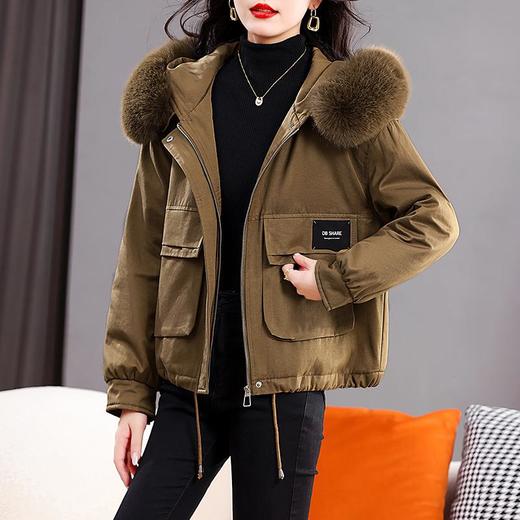 派克服女加绒加厚棉服2023冬季新款小个子短款棉衣外套显瘦小棉袄 商品图3