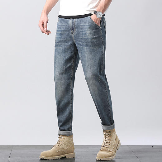【夏季薄款】【新款DYG】大依优型大码牛仔裤收腿长裤男舒适弹力休闲简约百搭加肥加大男装 商品图2