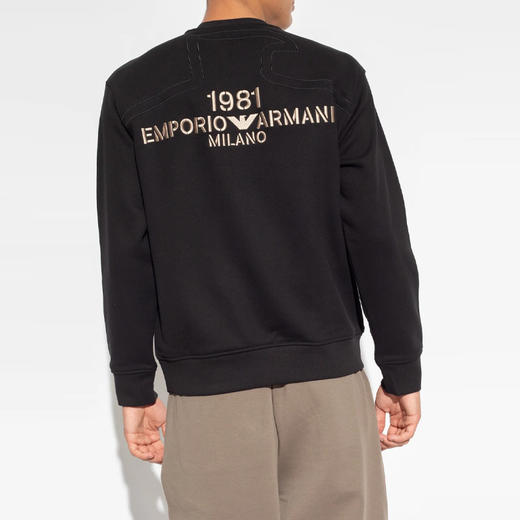 EMPORIO ARMANI 阿玛尼 男士字母徽标刺绣卫衣 黑色 6R1ME3 1JWPZ 0999 商品图2